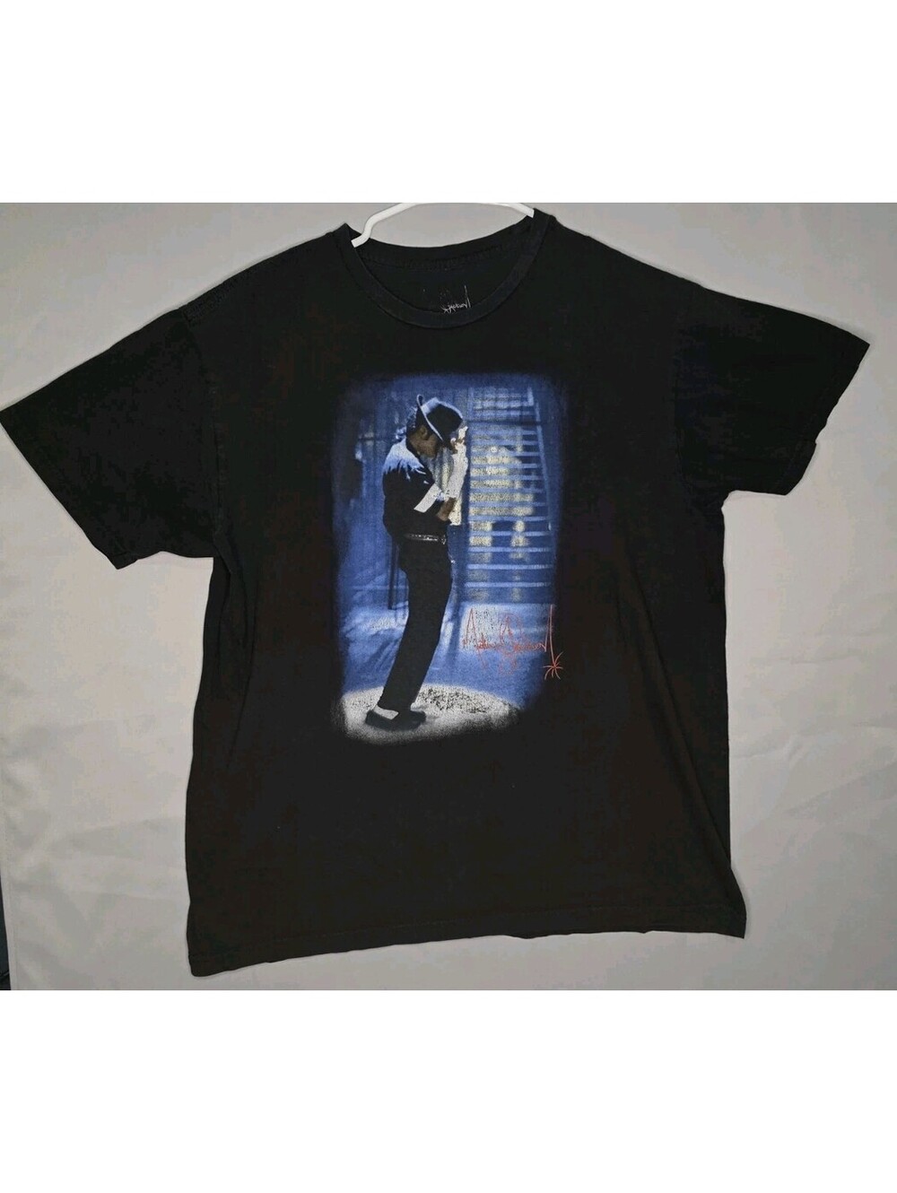 Michael Jackson Sparkle Glove Photo Black T-Shirt  Memorialized size Large
